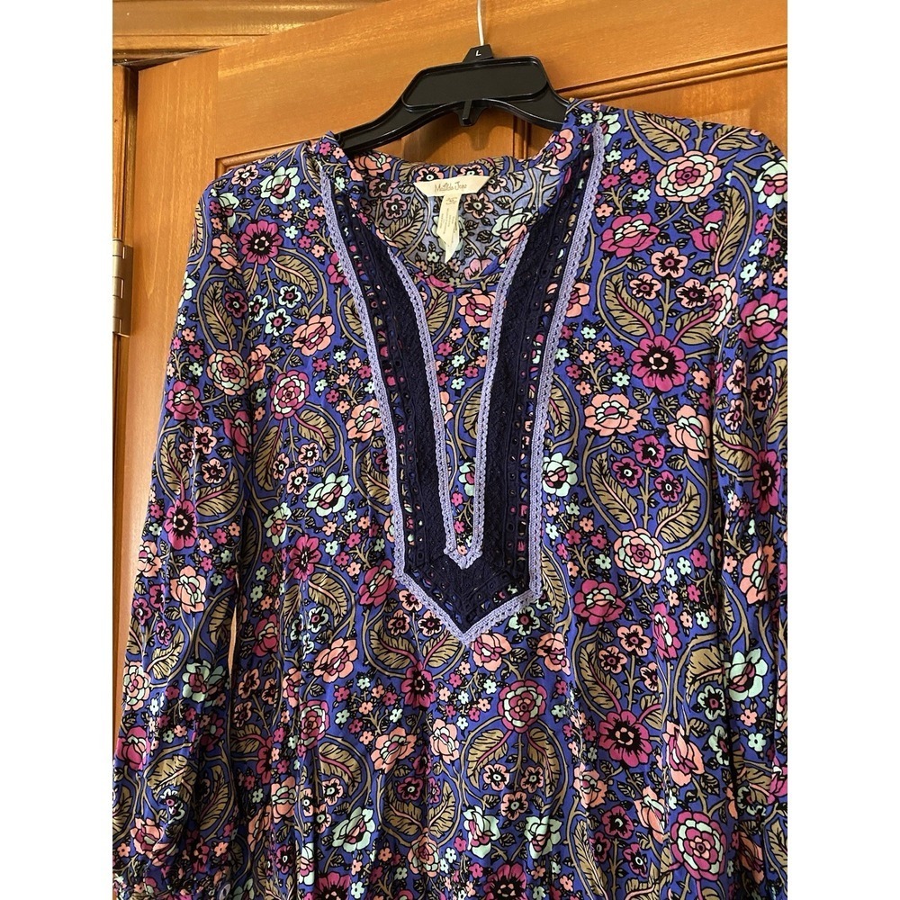 MATILDA JANE Thoughts and Dreams Tunic Dress Floral Boho Size Medium Purple